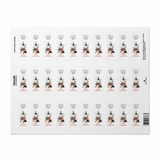 Whimsical Cats Meowy Christmas Retouradres Etiket (Full Sheet)