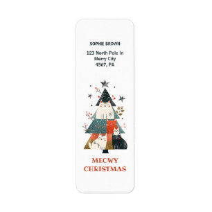 Whimsical Cats Meowy Christmas Retouradres Etiket