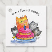 Whimsical Cats met Birthday Cake Bedankjes Labels (Voorkant)