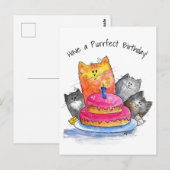 Whimsical Cats met Birthday Cake Briefkaart (Voorkant / Achterkant)