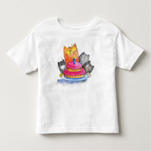 Whimsical Cats met Birthday Cake Kinder Shirts
