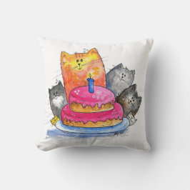 Whimsical Cats met Birthday Cake Kussen