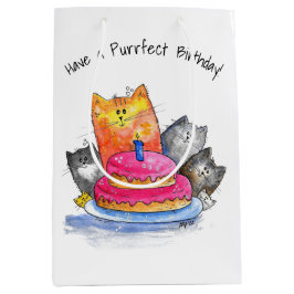 Whimsical Cats met Birthday Cake Medium Cadeauzakje