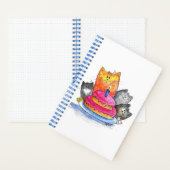 Whimsical Cats met Birthday Cake Notitieboek (Binnen)