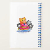 Whimsical Cats met Birthday Cake Notitieboek (Achterkant)