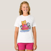 Whimsical Cats met Birthday Cake T-shirt (Voorkant volledig)