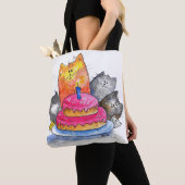 Whimsical Cats met Birthday Cake Tote Bag (Dichtbij)