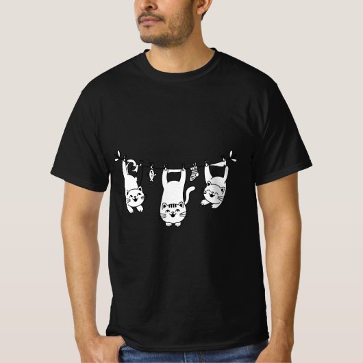 Whimsical Cats on a Clothesline T-shirt (Voorkant)
