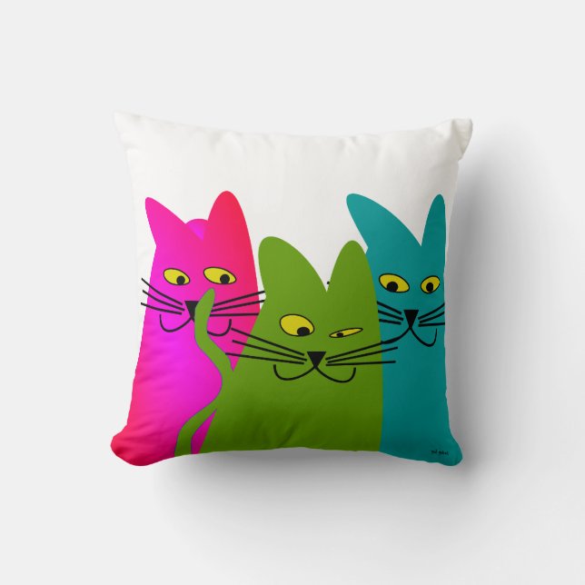 Whimsical Cats Pillow "Best Buddies" Kussen (Voorkant)
