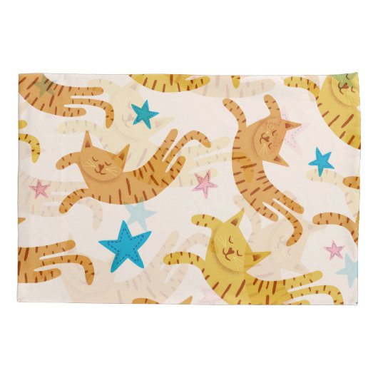 Whimsical Cats & Stars: Mode van Kinderen Kussensloop (Achterkant)