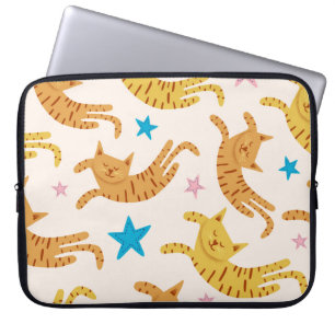 Whimsical Cats & Stars: Mode van Kinderen Laptop Sleeve