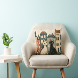 Whimsical Cats Throw Pillow Kussen