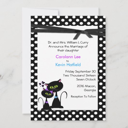 Whimsical Cats Wedding Invitation Kaart (Voorkant)