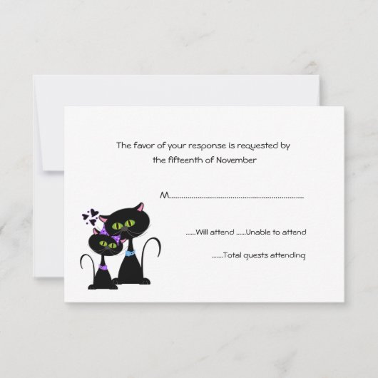 Whimsical Cats Wedding RSVP (Voorkant)