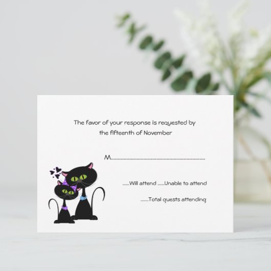 Whimsical Cats Wedding RSVP (Staand voorkant)