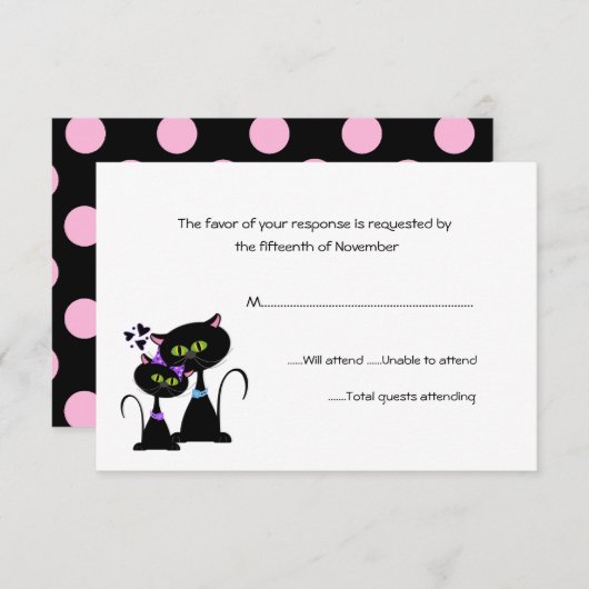 Whimsical Cats Wedding RSVP (Voorkant / Achterkant)