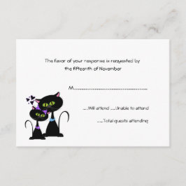 Whimsical Cats Wedding RSVP Kaartje