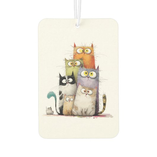 Whimsical Cats with Big Eyes Air Freshener Luchtverfrisser (Achterkant)