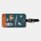 Whimsical Catstronaut in Space, Katten op Mars, Fu Bagagelabel (Voorkant horizontaal)
