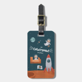 Whimsical Catstronaut in Space, Katten op Mars, Fu Bagagelabel