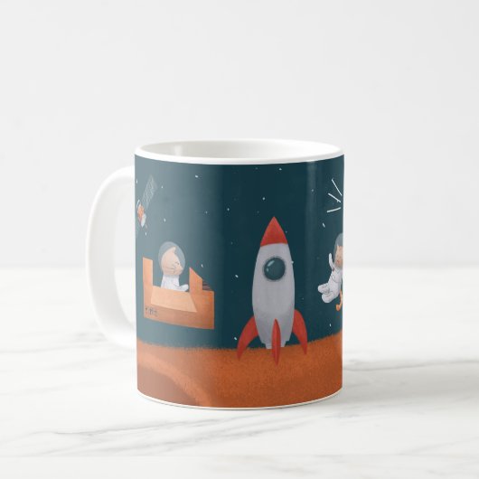 Whimsical Catstronaut in Space, Katten op Mars, Fu Koffiemok (Voorkant links)