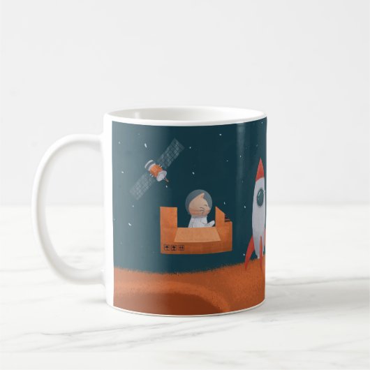 Whimsical Catstronaut in Space, Katten op Mars, Fu Koffiemok (Links)
