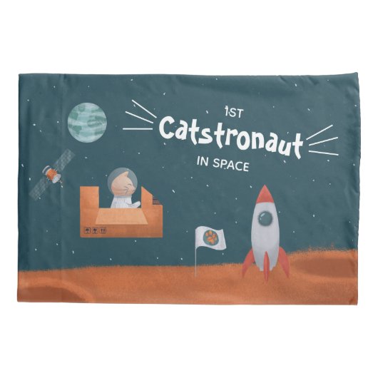 Whimsical Catstronaut in Space, Katten op Mars, Fu Kussensloop (Achterkant)