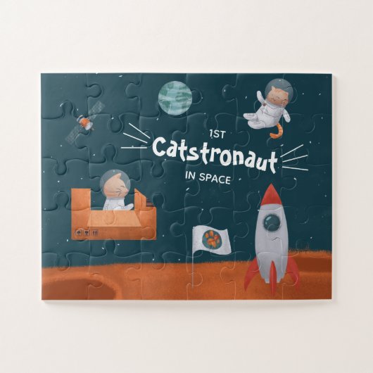 Whimsical Catstronaut in Space, Katten op Mars, Fu Legpuzzel (Horizontaal)