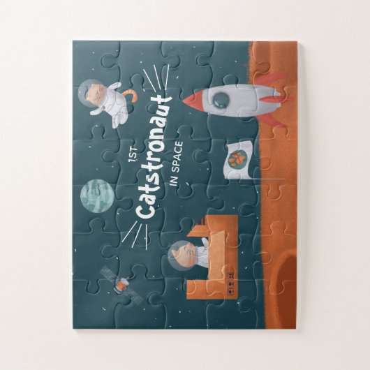 Whimsical Catstronaut in Space, Katten op Mars, Fu Legpuzzel (Verticaal)