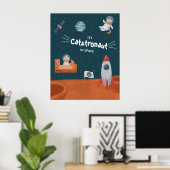 Whimsical Catstronaut in Space, Katten op Mars, Fu Poster (Thuiskantoor)