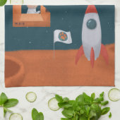 Whimsical Catstronaut in Space, Katten op Mars, Fu Theedoek (Gevouwen)
