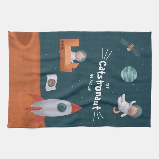Whimsical Catstronaut in Space, Katten op Mars, Fu Theedoek (Horizontaal)