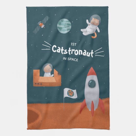 Whimsical Catstronaut in Space, Katten op Mars, Fu Theedoek (Verticaal)