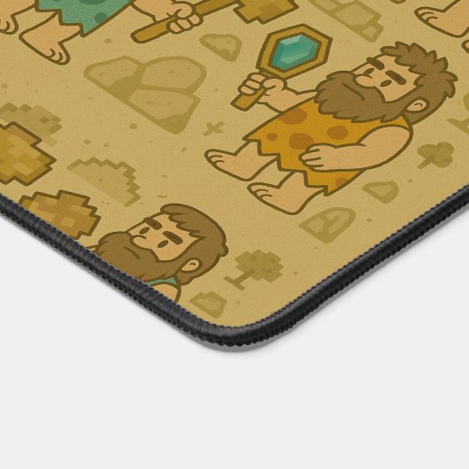 Whimsical Caveman Gamer with Pixelated Tools Bureaumat (Hoek)