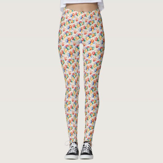 Whimsical Celebration Kleurrijk Ballonontwerp Leggings (Voorkant)