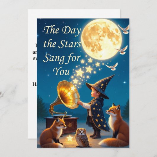 Whimsical Celestial Birthday Card: Enchanted Folk (Voorkant / Achterkant)