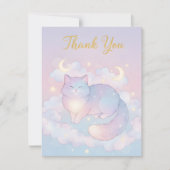 Whimsical Celestial Cat "Thank You" Card Notitiekaartje (Voorkant)
