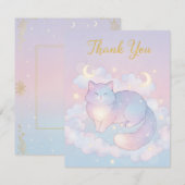 Whimsical Celestial Cat "Thank You" Card Notitiekaartje (Voorkant / Achterkant)