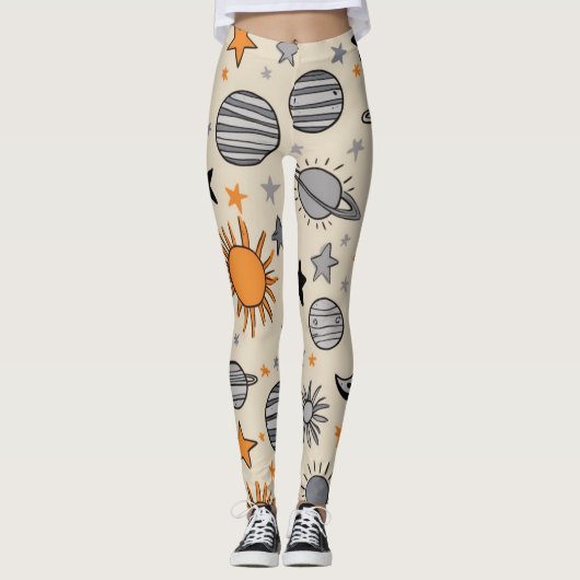 Whimsical Celestial Doodle Leggings (Voorkant)