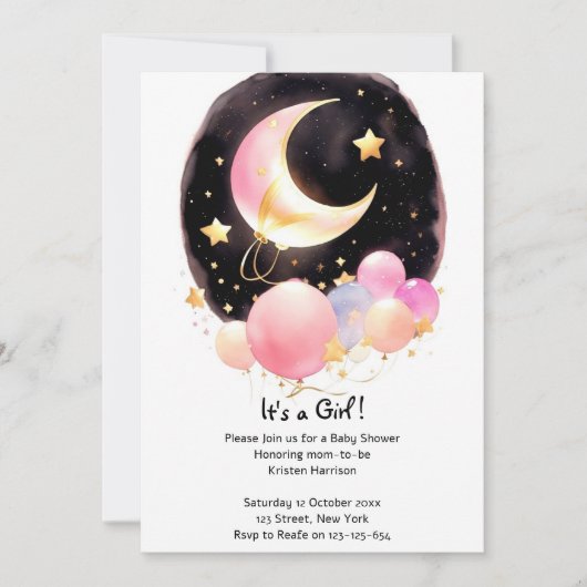 Whimsical Celestial Gathering: Meisje Baby shower Kaart (Voorkant)