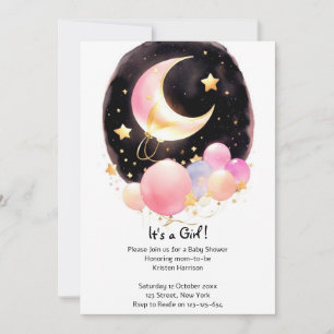 Whimsical Celestial Gathering: Meisje Baby shower Kaart