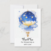 Whimsical Celestial Hete Luchtballon Baby shower Bedankkaart (Voorkant)