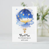 Whimsical Celestial Hete Luchtballon Baby shower Bedankkaart (Staand voorkant)