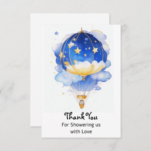 Whimsical Celestial Hete Luchtballon Baby shower Bedankkaart (Voorkant / Achterkant)