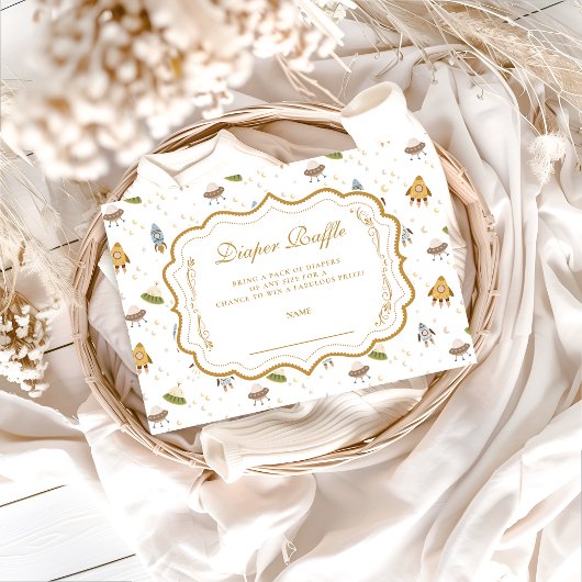 Whimsical Celestial Safari Diapper Raffle Informatiekaartje