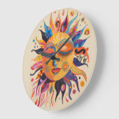 Whimsical Celestial Sun Grote Klok (Hoek)