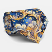 Whimsical Celestial Sun, Moon & Stars Pattern Stropdas (Opgerold)