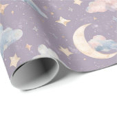 Whimsical Celestial Watercolor Moon Stars Clouds Cadeaupapier (Rol Hoek)