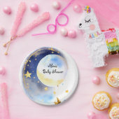 Whimsical Celestial Waterverf Baby shower Papieren Bordje (Feest)