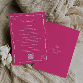 Whimsical Cerise Roze Doodle Bruiloft Details Kaar Kaart